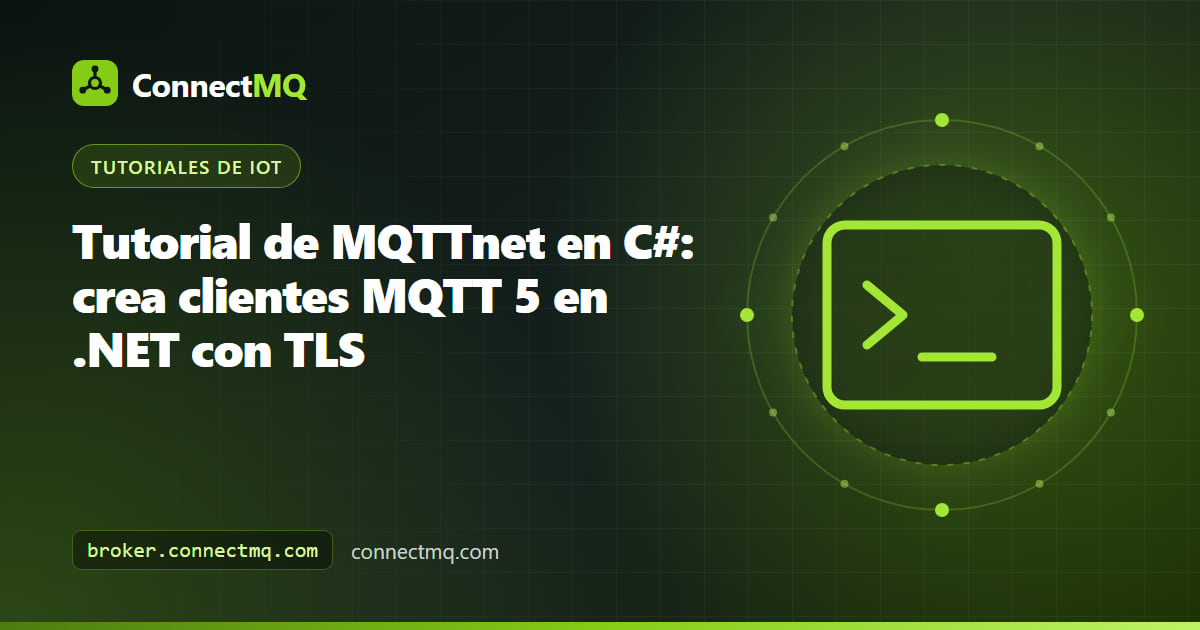 Editor de código C# que muestra un cliente MQTTnet publicando datos de sensores en un broker MQTT en la nube