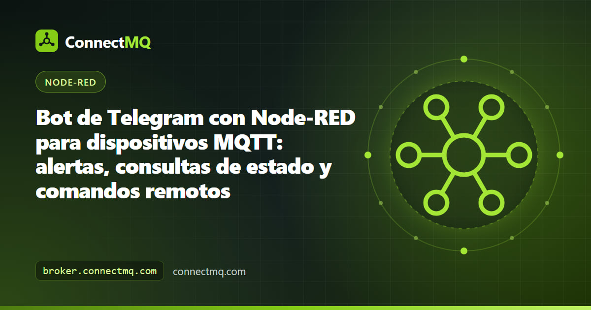Bot de Telegram en Node-RED intercambiando alertas y comandos con dispositivos MQTT a través de un broker en la nube