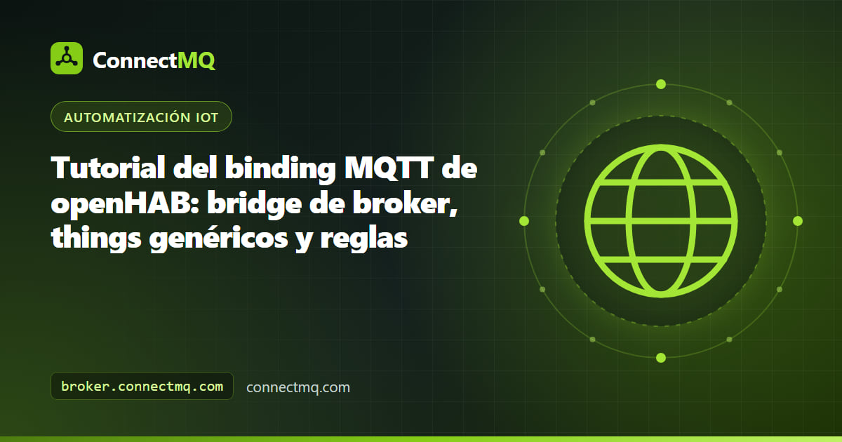 Binding MQTT de openHAB que conecta un thing de bridge de broker con sensores e interruptores a través de un broker MQTT en la nube