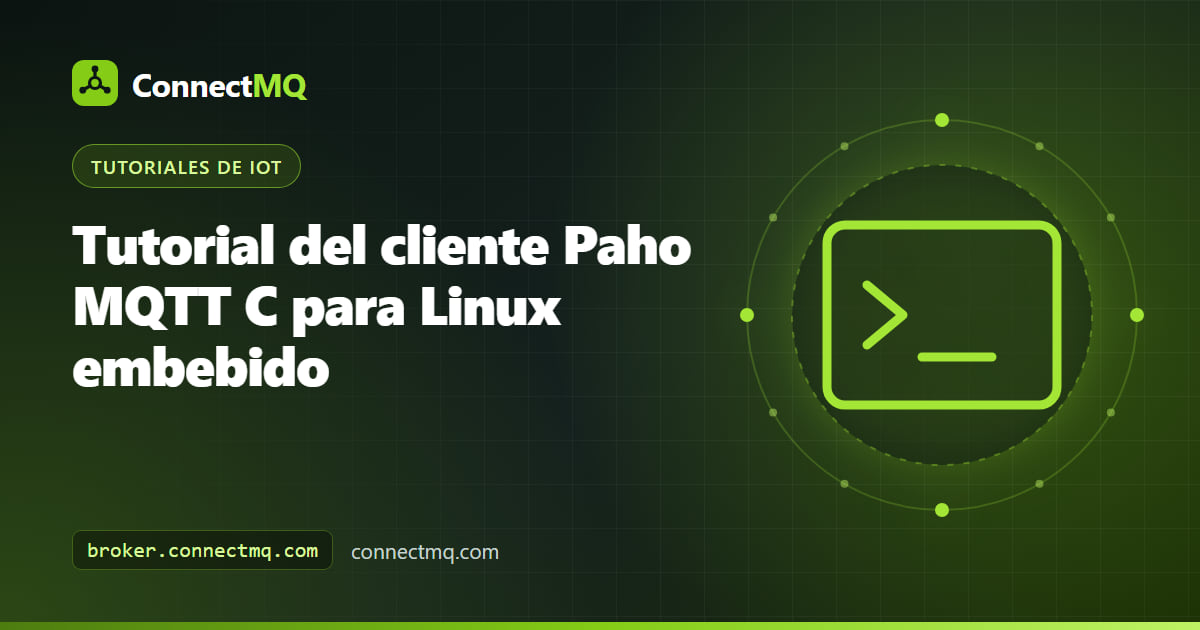 Cliente Paho MQTT C ejecutándose en una placa con Linux embebido y publicando datos de sensores por TLS a un broker MQTT en la nube