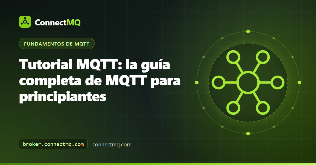 Ilustración de un tutorial MQTT con un portátil, un sensor y un móvil intercambiando mensajes a través de un broker central