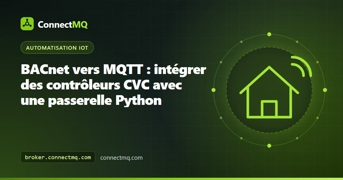 Contrôleur CVC sur un réseau BACnet/IP relié par une petite passerelle à un broker cloud dans une intégration BACnet vers MQTT