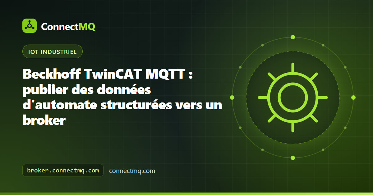 PC industriel Beckhoff exécutant TwinCAT 3 et publiant des données machine vers un broker cloud, illustrant Beckhoff TwinCAT MQTT