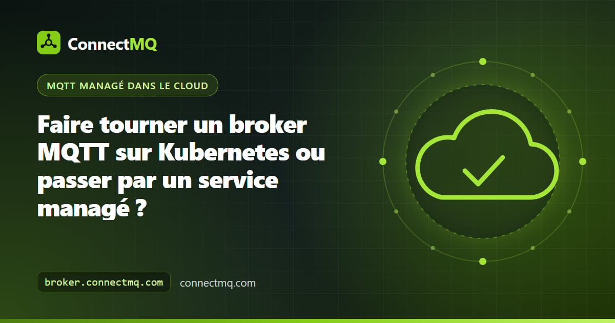 Illustration broker MQTT Kubernetes comparant des pods de broker dans un cluster avec un service de broker managé dans le cloud