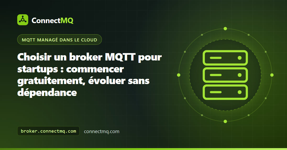 Illustration d'un broker MQTT pour startups montrant les appareils prototypes d'une petite équipe qui deviennent une flotte plus importante sur un broker cloud