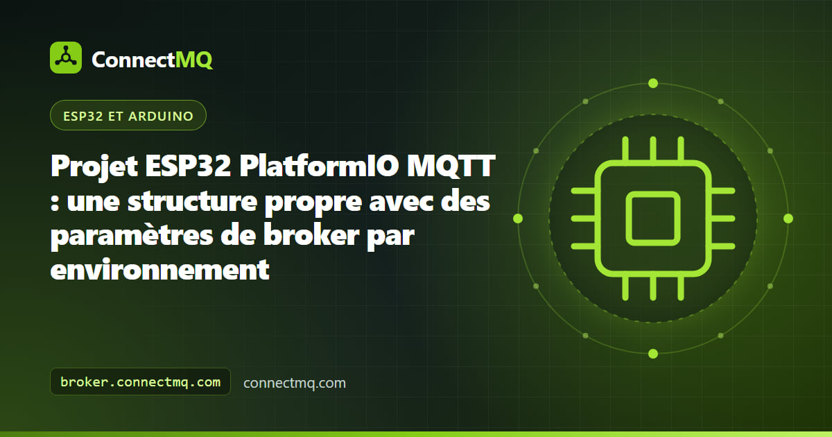 VS Code avec PlatformIO affichant les environnements dev et production d'un projet ESP32 PlatformIO MQTT