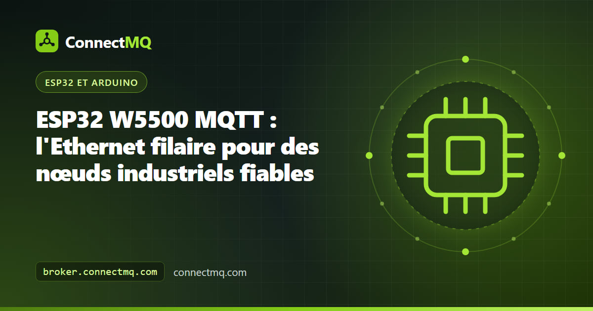 ESP32 avec un module Ethernet W5500 et un câble réseau dans une armoire ESP32 W5500 MQTT