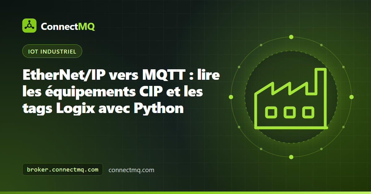 Passerelle edge lisant les tags CIP d'un rack d'automate Logix et envoyant des messages EtherNet/IP vers MQTT à un broker cloud