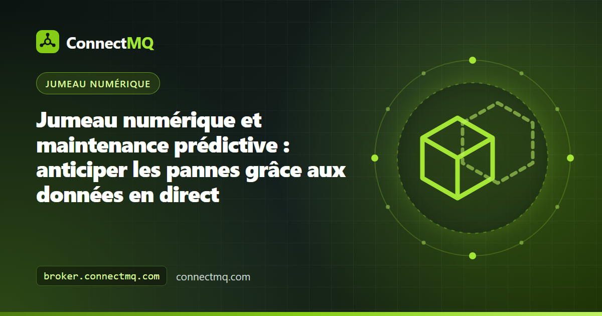 Tableau de bord de maintenance prédictive d'un jumeau numérique montrant un modèle de moteur avec tendances de vibration et de température et une prévision de durée de vie résiduelle