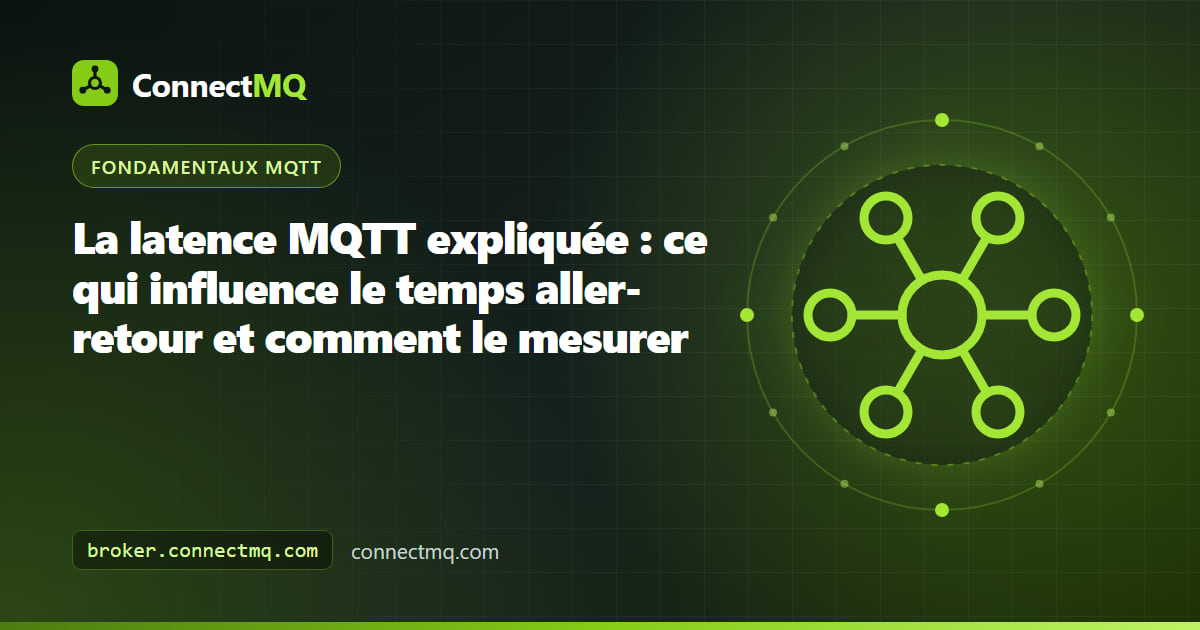 Illustration de la latence MQTT sous la forme d'un chronomètre mesurant le trajet d'un message d'un appareil vers un broker cloud et retour