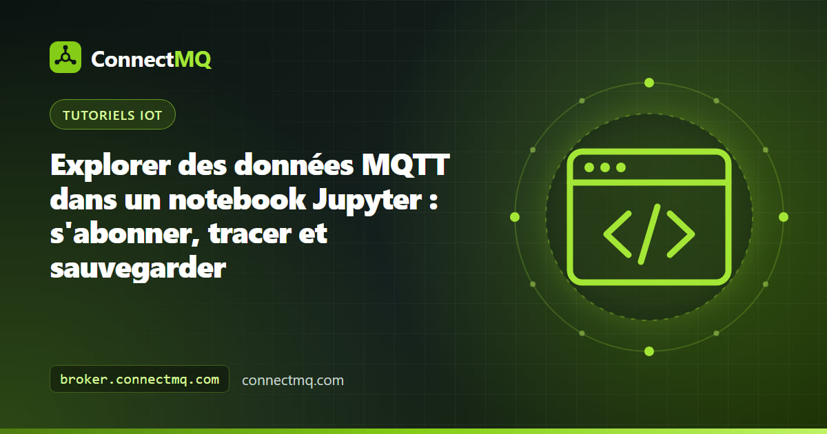 Notebook Jupyter MQTT affichant des graphiques de capteurs en direct à côté de cellules abonnées à des topics du broker