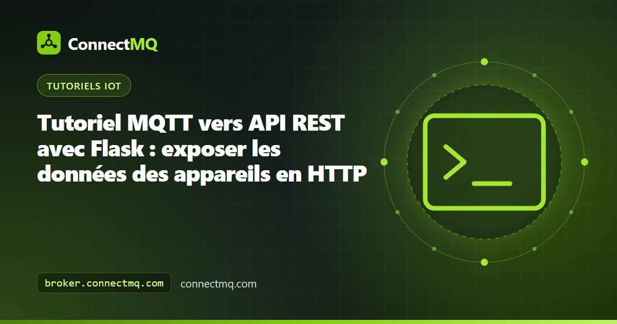 Schéma d'un service Flask reliant les topics des appareils à des endpoints HTTP pour un tutoriel MQTT vers API REST avec Flask