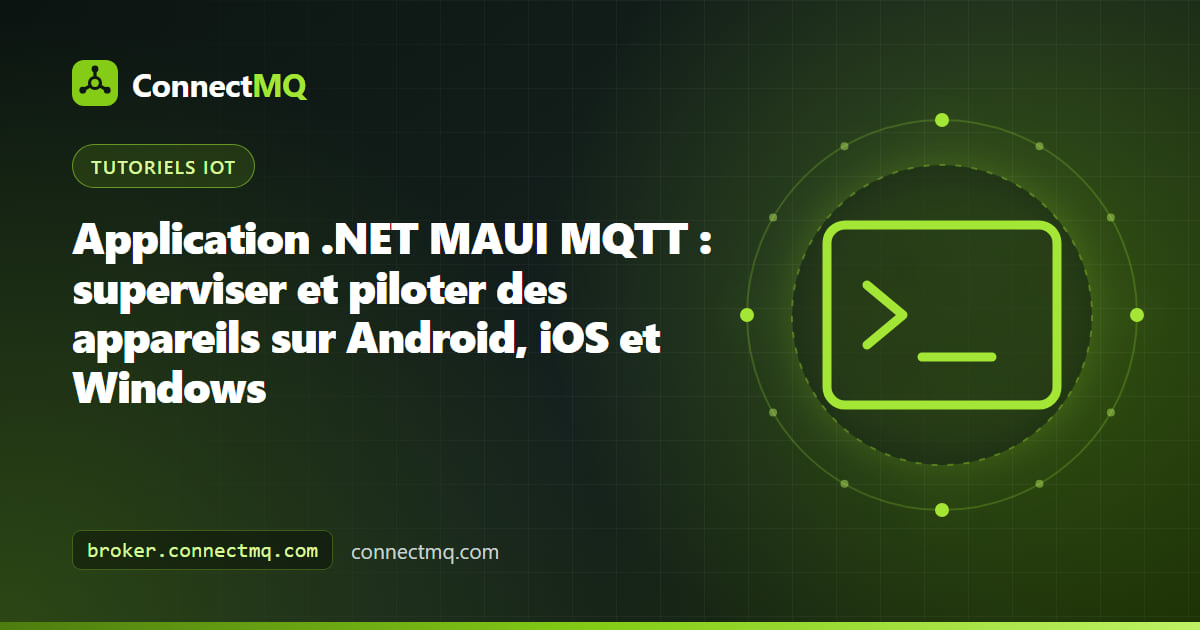 Téléphone et ordinateur portable exécutant la même application .NET MAUI MQTT avec une température en direct et un interrupteur de relais