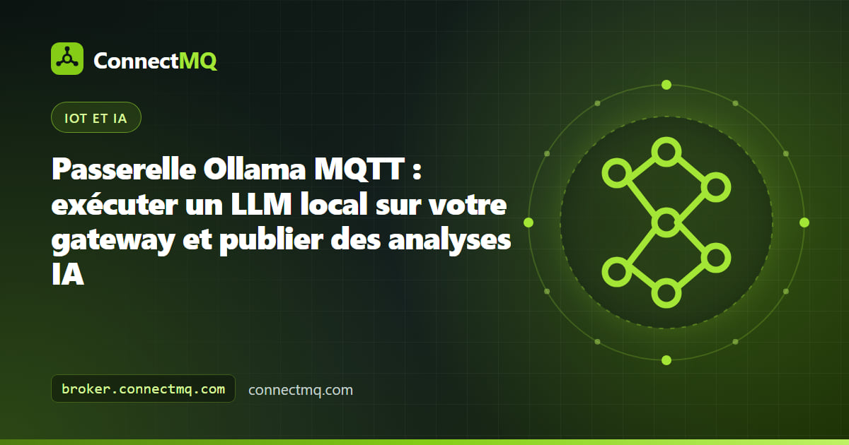Pont Ollama MQTT sur une passerelle edge lisant des topics de capteurs et publiant des analyses IA vers un broker
