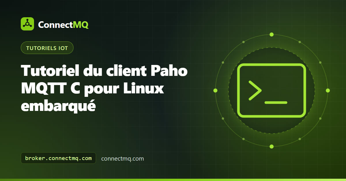 Client Paho MQTT C fonctionnant sur une carte Linux embarquée et publiant des données de capteurs en TLS vers un broker MQTT cloud