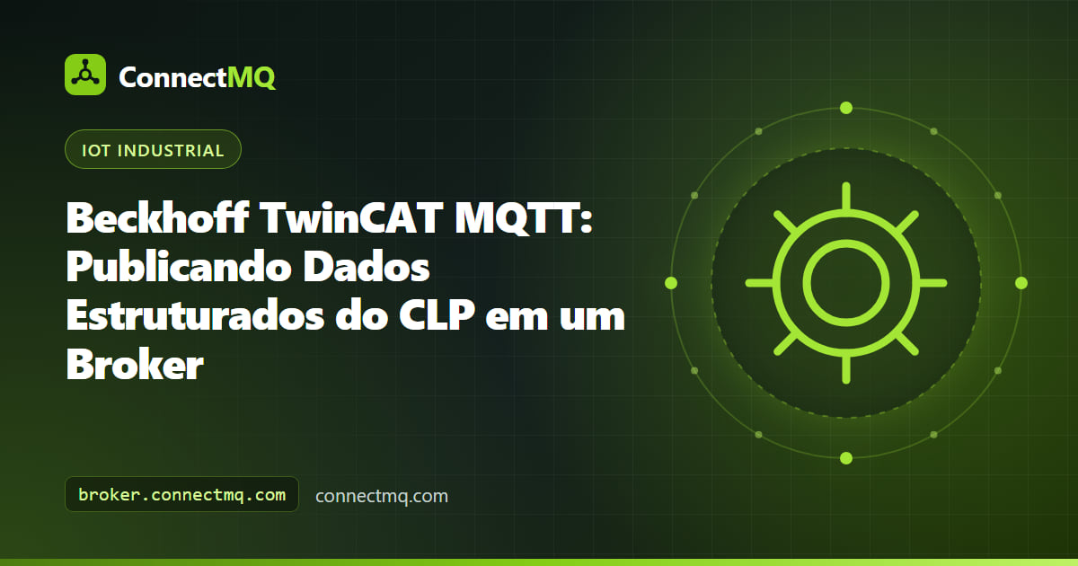 PC industrial Beckhoff rodando TwinCAT 3 e publicando dados da máquina em um broker na nuvem, ilustrando o Beckhoff TwinCAT MQTT