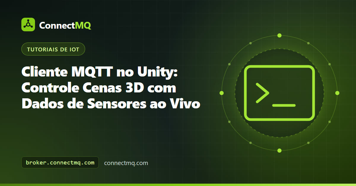 Cena do editor Unity com um ventilador girando e um tanque com cores por temperatura, controlados por um cliente MQTT Unity