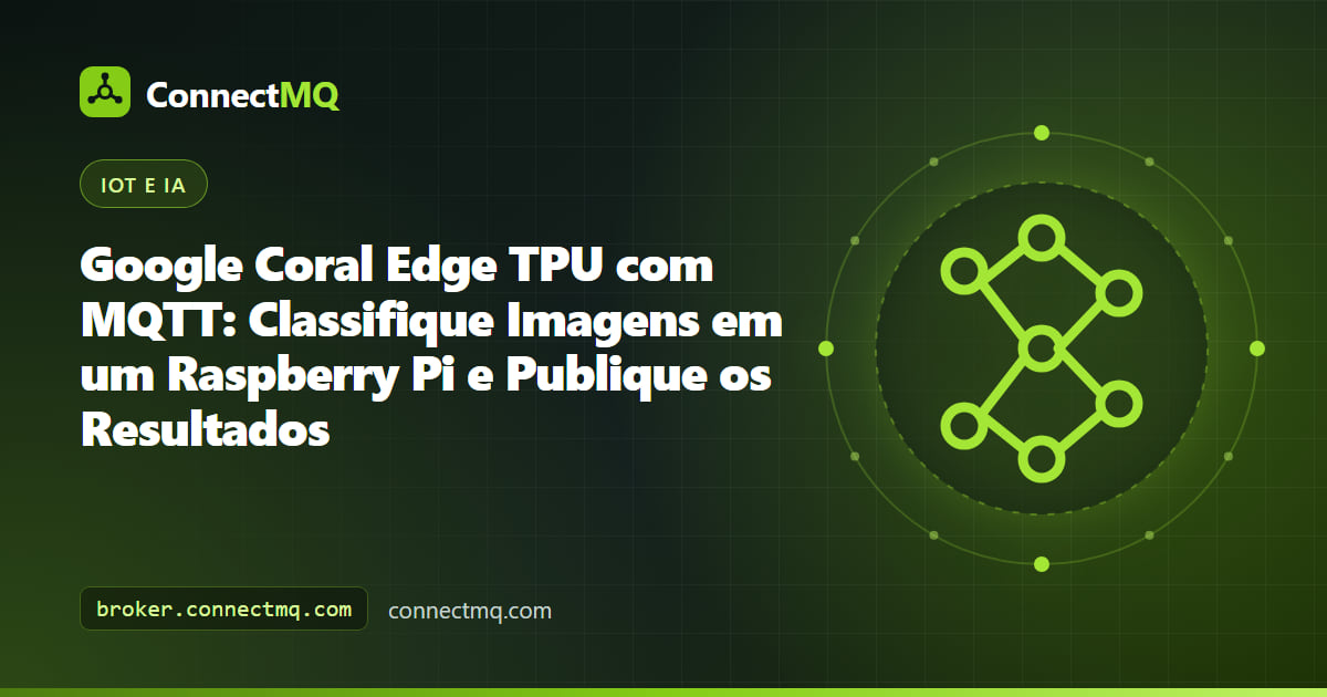 Acelerador USB Coral Edge TPU conectado a um Raspberry Pi enviando resultados de classificação de imagens via MQTT para a nuvem