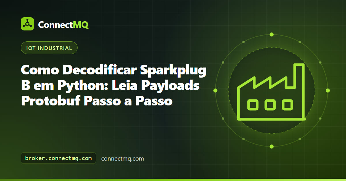 Terminal executando um script Python que decodifica Sparkplug B e transforma payloads Protobuf em métricas JSON legíveis