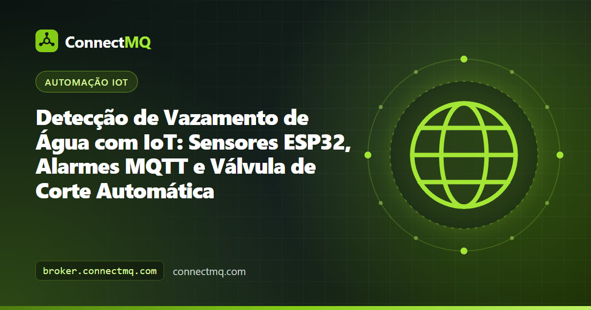 Sistema IoT de detecção de vazamento de água com uma sonda ESP32 embaixo de uma pia e uma válvula de corte motorizada no cano principal