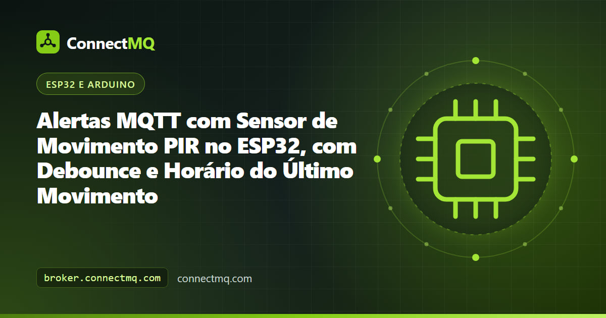 Módulo PIR HC-SR501 ligado a um ESP32 enviando alertas de movimento para a nuvem em um projeto de sensor de movimento PIR com MQTT