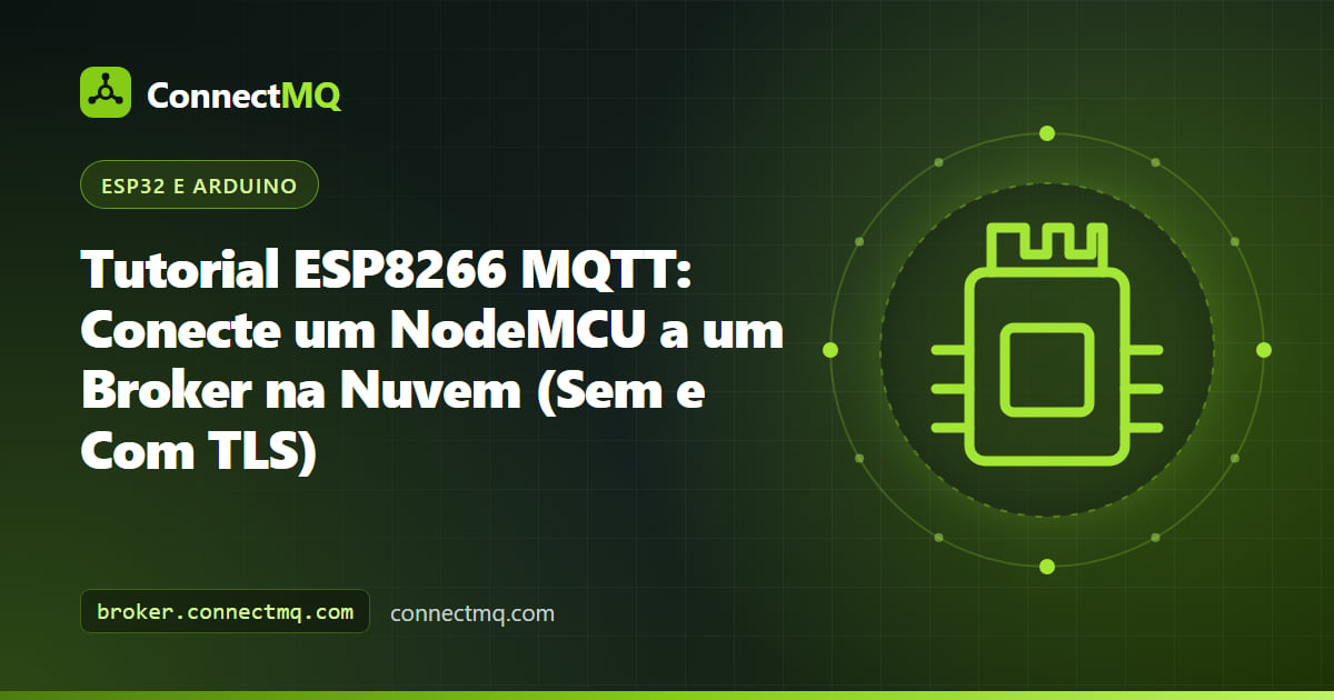 Placa NodeMCU ESP8266 em uma protoboard enviando mensagens MQTT do ESP8266 para um broker na nuvem