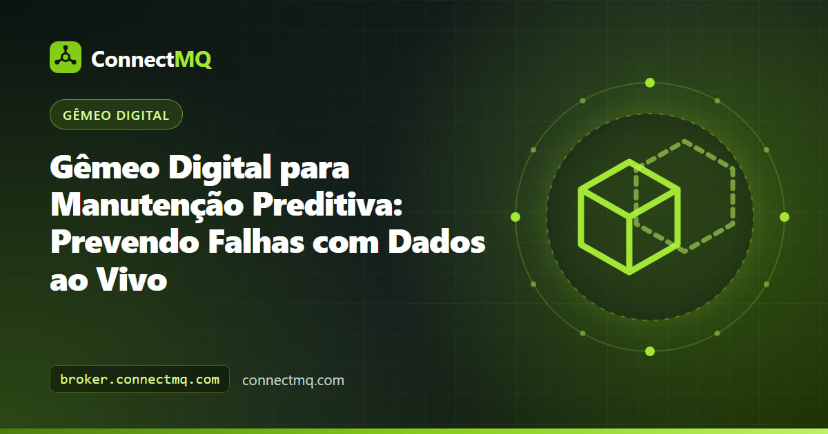Dashboard de manutenção preditiva com gêmeo digital mostrando o modelo de um motor com tendências de vibração e temperatura e uma previsão de vida útil remanescente
