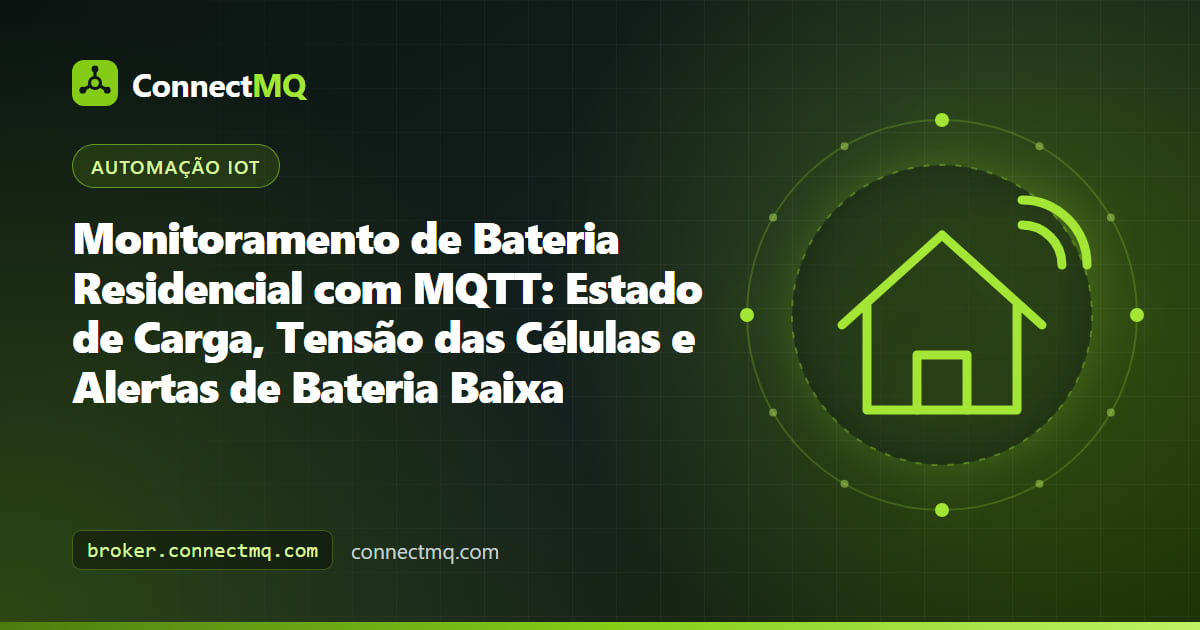 Banco de baterias de lítio na parede com leituras do BMS de estado de carga e tensão das células exibidas em um painel de monitoramento de bateria residencial