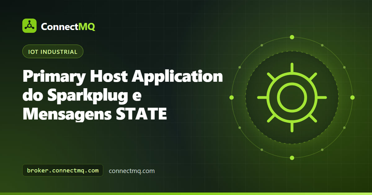 Primary Host Application do Sparkplug publicando uma mensagem STATE online que os edge nodes observam antes de enviar os births