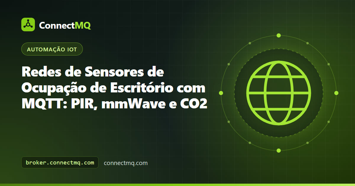 Teto de uma sala de reunião com um pequeno sensor de ocupação de escritório enviando dados de presença a um dashboard na nuvem
