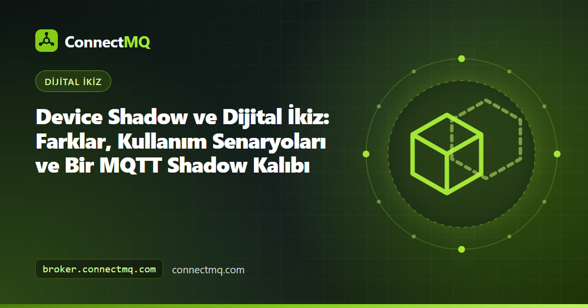 Tek bir JSON durum belgesini geçmiş ve ilişkiler içeren eksiksiz bir 3D ikiz modelinin yanında gösteren device shadow ve dijital ikiz karşılaştırması