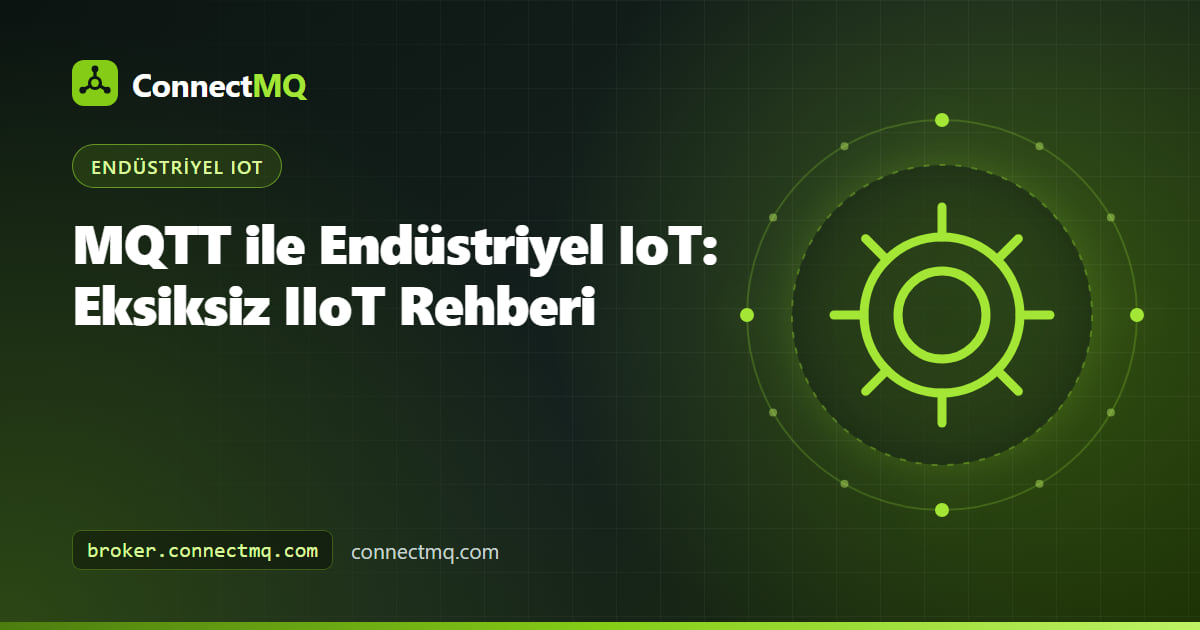 PLC'lerin, CNC tezgâhlarının ve bir edge gateway'in bulut broker'a veri yayımladığı endüstriyel IoT MQTT mimarisi