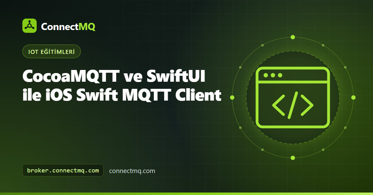 Bulut broker'dan gelen canlı sensör değerlerini ve bir SwiftUI komut düğmesini gösteren iPhone üzerindeki iOS Swift MQTT uygulaması