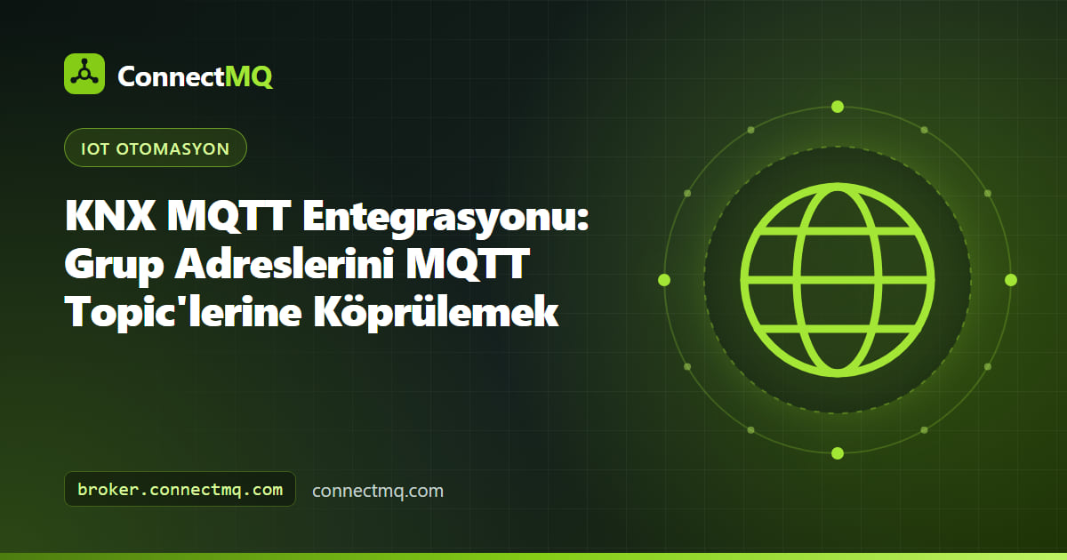 KNX MQTT entegrasyonunda bir IP arayüzü üzerinden bulut broker'a bağlanan KNX duvar anahtarları ve aktüatörler