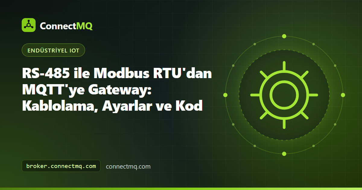 Modbus RTU'dan MQTT'ye mesajları buluta gönderen küçük bir Linux gateway'e bağlı enerji sayaçlarından oluşan RS-485 hattı