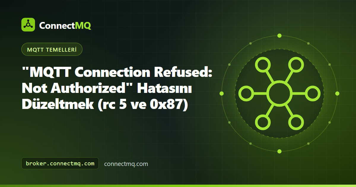 mqtt connection refused not authorized hatasını göstermek için bir cihaz girişini reddeden broker