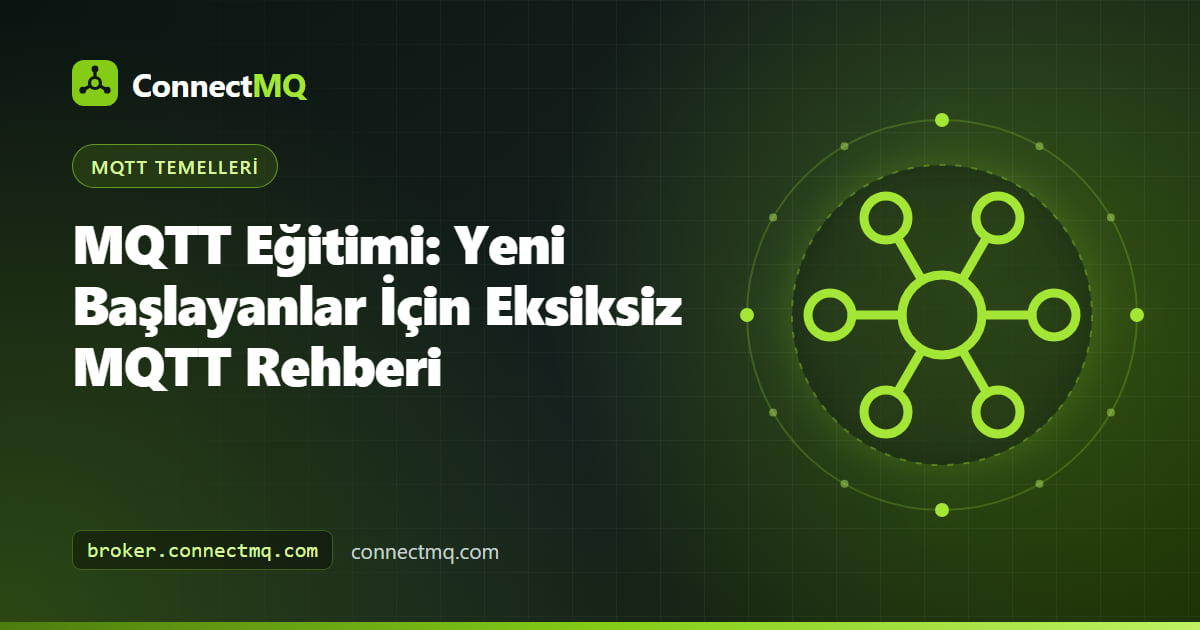 Merkezi bir broker üzerinden mesajlaşan bir dizüstü bilgisayar, sensör ve telefonu gösteren MQTT eğitimi çizimi