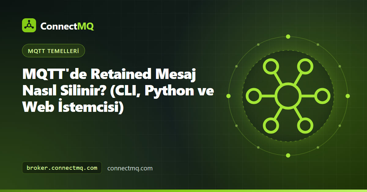 MQTT retained mesaj silme işlemini göstermek için eskimiş bir değerin temizlendiği broker topic ağacı çizimi