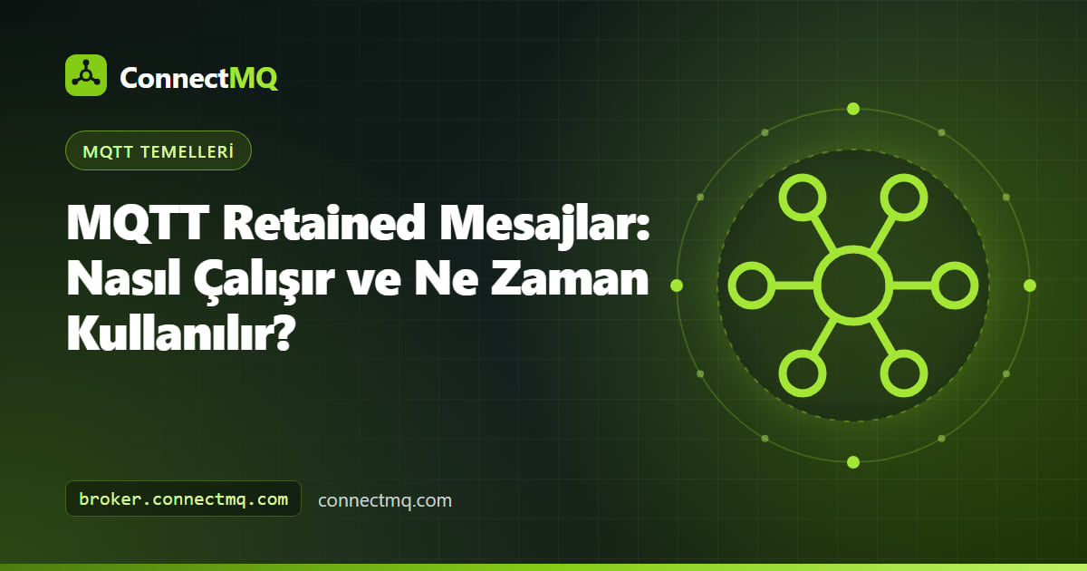 Yeni subscriber'lar için MQTT retained mesajları anlatmak üzere her topic'in son değerini saklayan broker çizimi