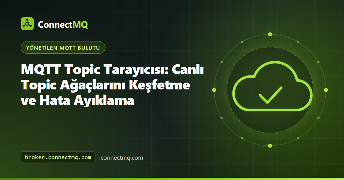 Gerçek zamanlı güncellenen sensörler, hatlar ve makinelerle canlı hiyerarşik bir topic ağacı gösteren MQTT topic tarayıcısı