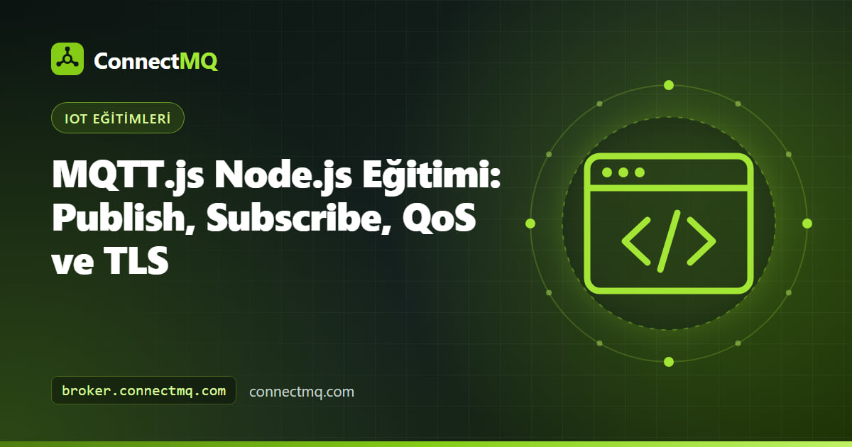 TLS üzerinden bulut broker'a bağlı mqtt.js node.js publisher ve subscriber'ın Node.js terminal çıktısı
