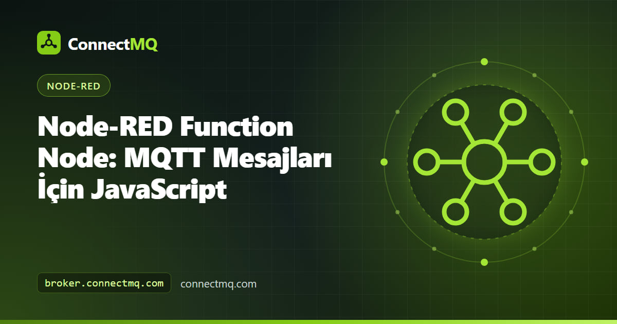 MQTT sensör mesajlarını dönüştüren JavaScript kodu içeren Node-RED function node editörü