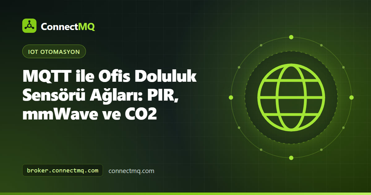 Varlık verisini bir bulut paneline gönderen küçük bir ofis doluluk sensörünün bulunduğu toplantı odası tavanı
