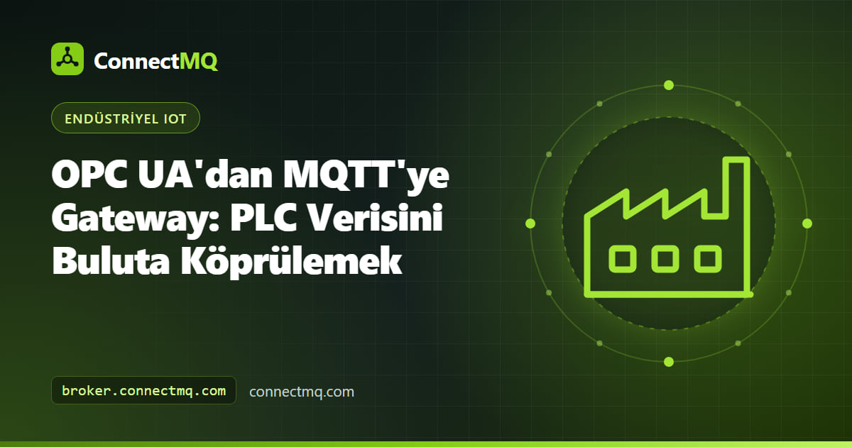 Bir PLC rafı ile bulut MQTT broker arasında OPC UA'dan MQTT'ye gateway görevi gören edge cihazı