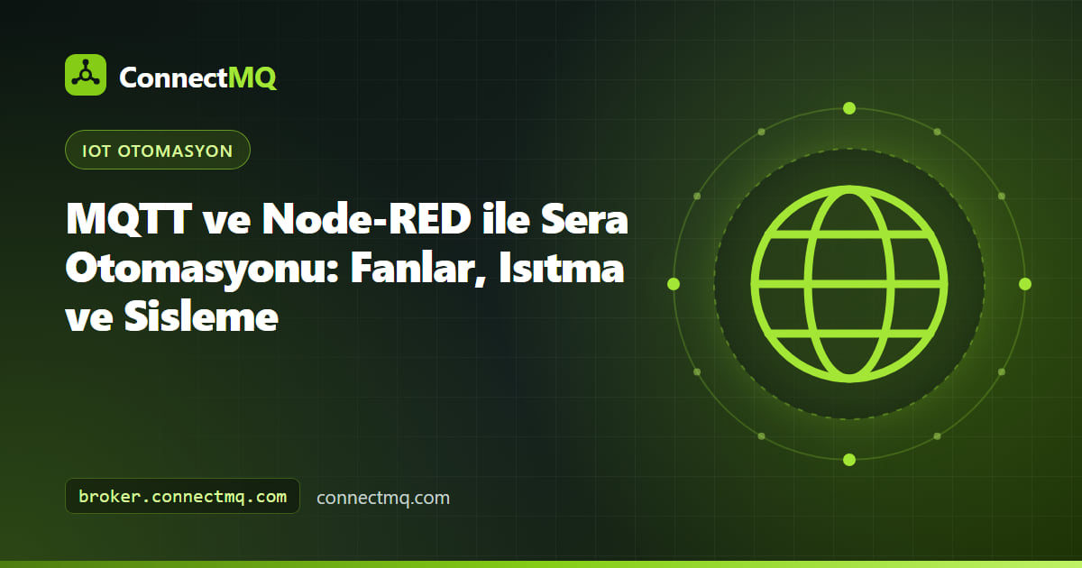 Sıcaklık ve nem sensörleri, bir egzoz fanı, bir ısıtıcı ve MQTT ile kontrol edilen sisleme nozullarından oluşan sera otomasyonu düzeneği