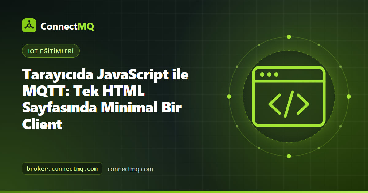 Güvenli WebSocket üzerinden publish ve subscribe yapan, tarayıcıda javascript ile mqtt client'ı çalıştıran tarayıcı penceresi